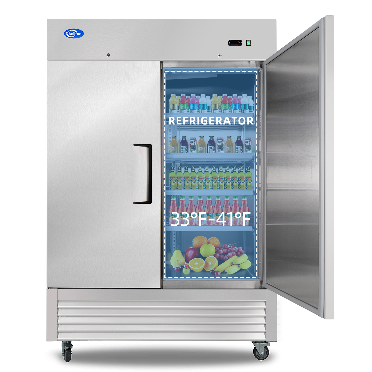 12.9 Cu.Ft 2-Door 48-Inch Commercial Stainless Steel Worktop Undercounter Refrigerator (SAK26049)