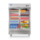 Commercial Glass 2 Door Display Refrigerator 49 Cu.Ft Beverage Cooler Merchandiser Upright with LED Light for Home Restaurant Grocery Stores