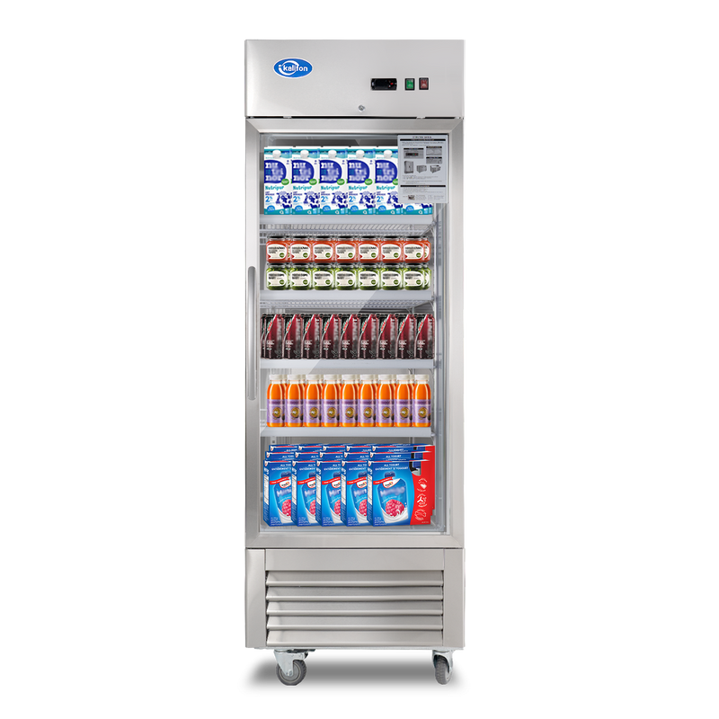Commercial Display Refrigerator Merchandiser with 1 Glass Door - 23 Cu.Ft Upright Display Refrigerator with LED Lighting