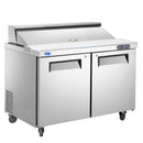 48" W 2 Door Refrigerator Sandwich Salad Prep Table Commercial Stainless Steel Fan Cooling Refrigerator with Cutting Board, 2 Shelves & 12 Pans for Restaurant, Bar, Shop-12.9 Cu.ft