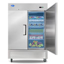 54" Commercial Refrigerator with 2 Solid Door, 49 Cu.ft Reach-in Stainless Steel Freezer, Fan Cooling Freezer for Restaurant, Bar, Home, Shop, and Business(Equip 8 Shelves)