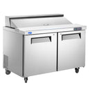 60" W 2 Door Refrigerator Sandwich Salad Prep Table Commercial Stainless Steel Fan Cooling Refrigerator with Cutting Board, 2 Shelves & 16 Pans for Restaurant, Bar, Shop-16.4 Cu.ft