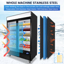 Commercial Glass 2 Door Display Refrigerator 49 Cu.Ft Beverage Cooler Merchandiser Upright with LED Light for Home Restaurant Grocery Stores